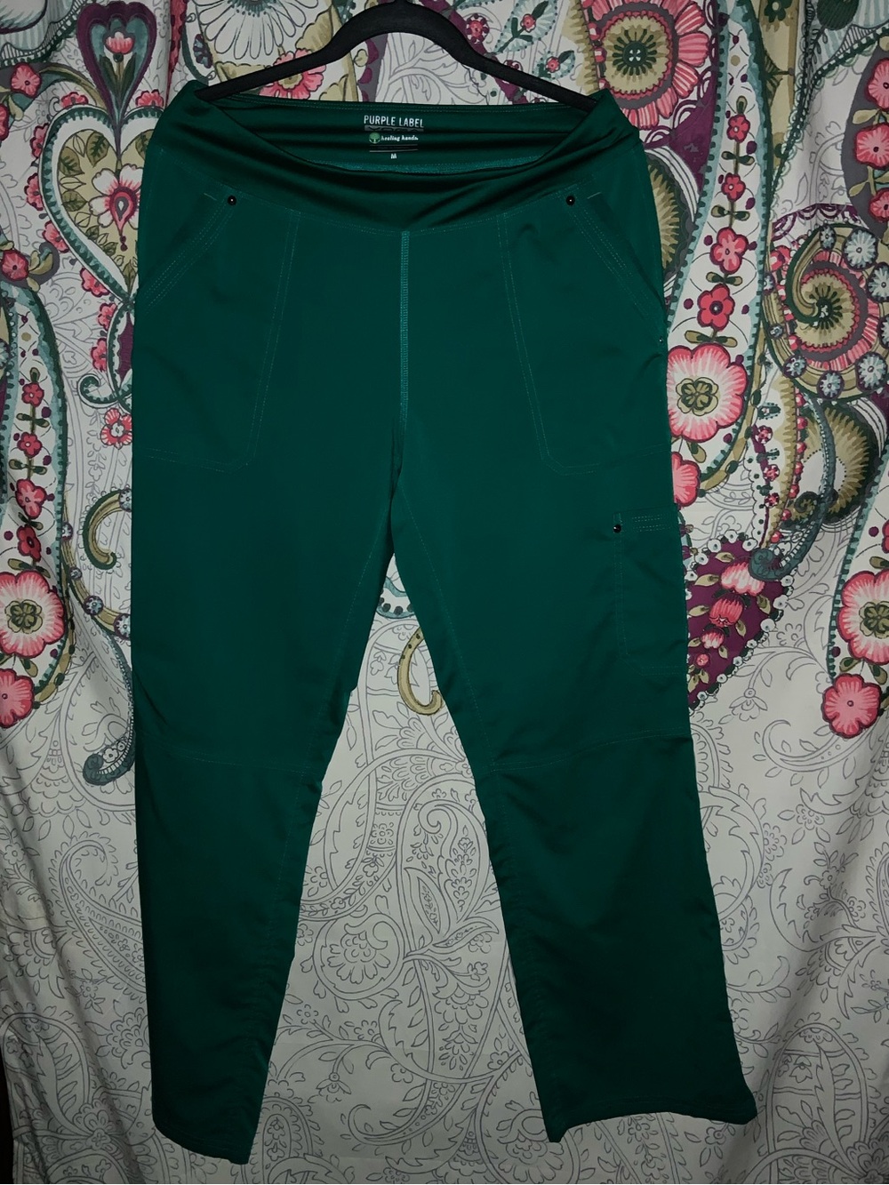 Nwot Healing Hands Tori Yoga Scrub Pants size Medium Hunter Emerald Green